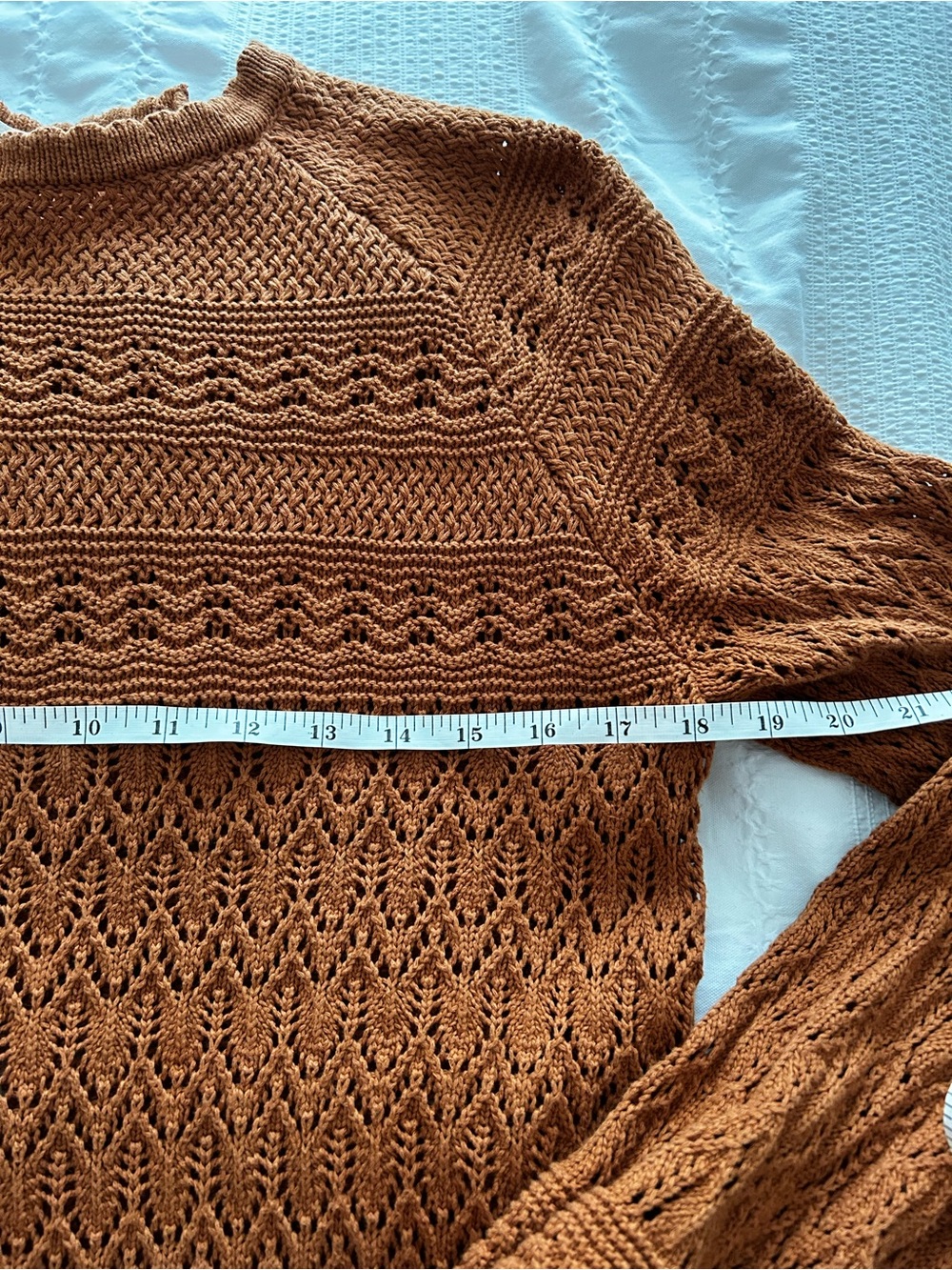 Boden Scalloped Cotton Rust Orange Knit Sweater- Size Medium - Picture 4 of 6